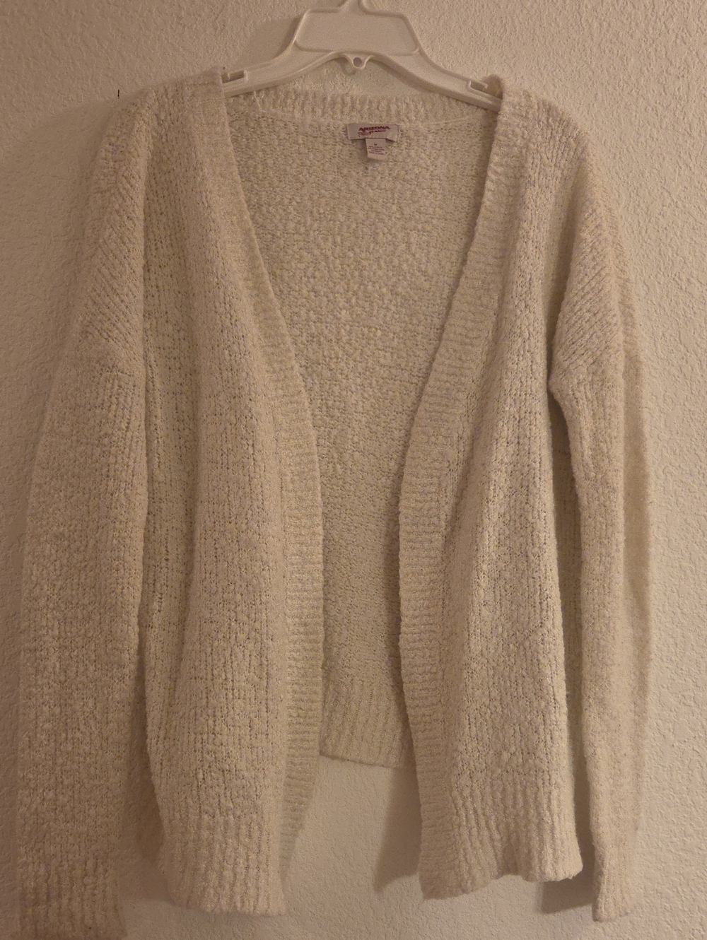 Arizona Jean Company Open-Front Cream Knit Cardigan
